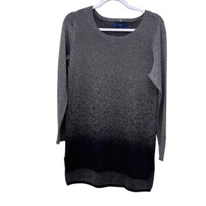 Apt. 9 Women's Metallic Silver Black sweater Sparkle Knit long M cocktail